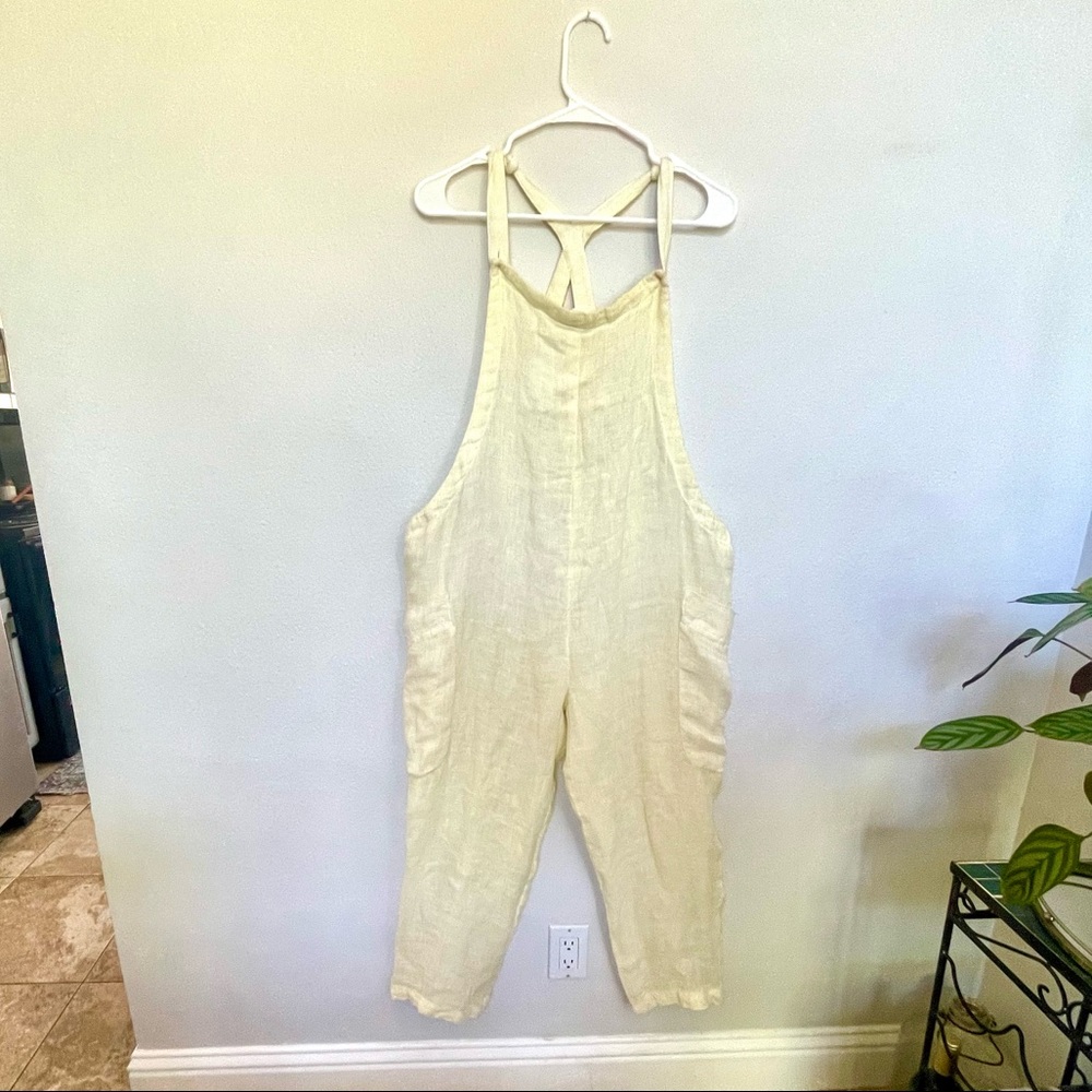 NWT Yellow Linen Overalls by The Shanty Collection